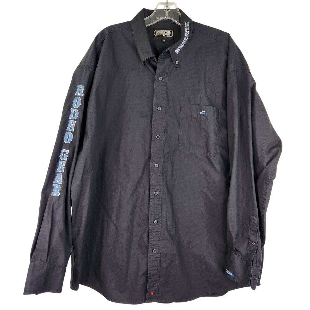 Resistol Rodeo Gear Black Button Down Shirt Men's XL Western Work Wear Cowboy